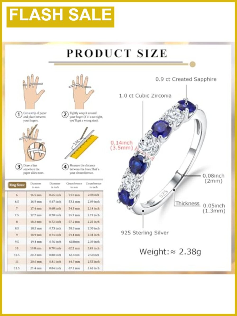 Sterling Silver Rhodium Plated Half Eternity Band Stackable Wedding Ring - Picture 3 of 6